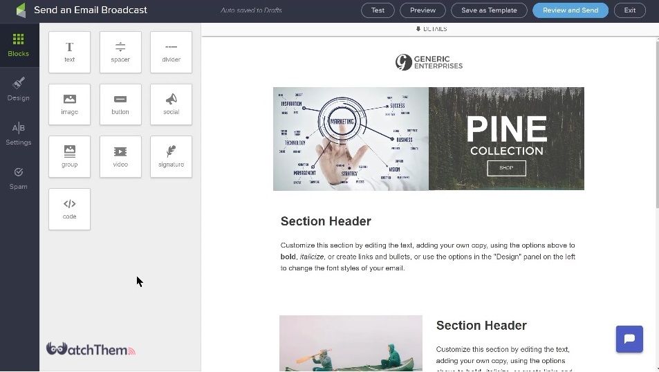 screenshot of Keap email marketing platform dashboard