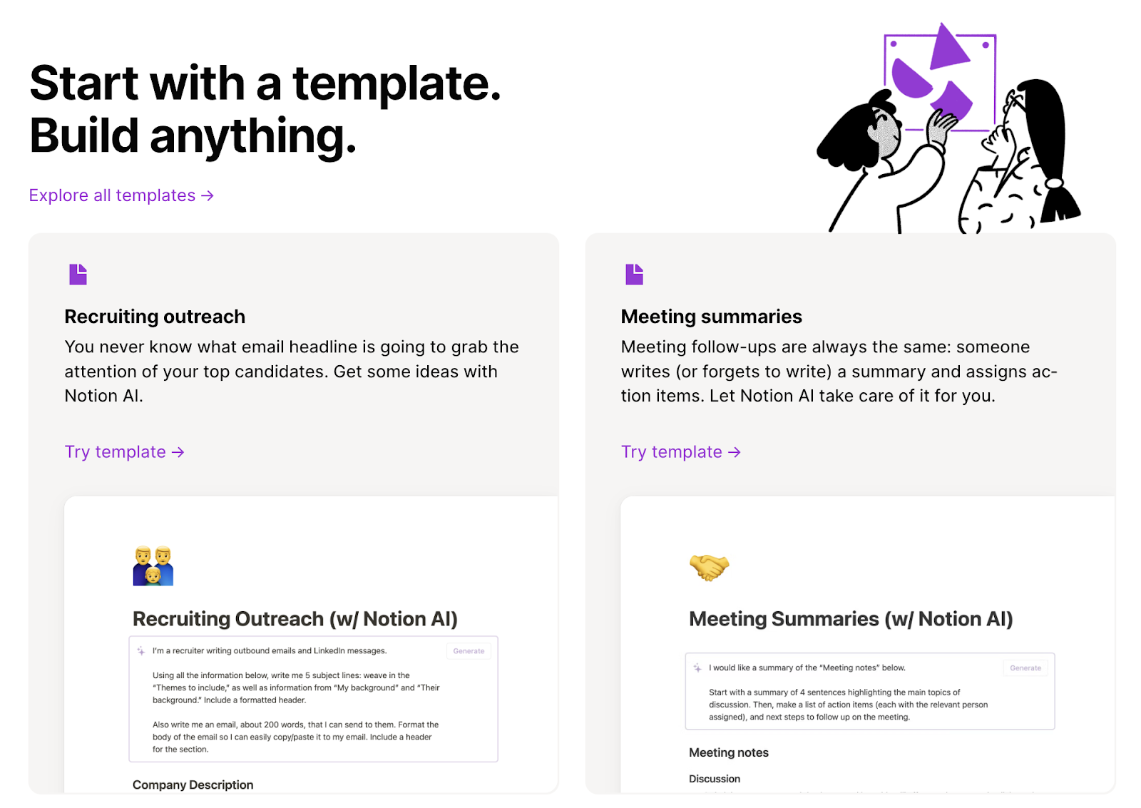 Notion AI: Start with a template. Build anything