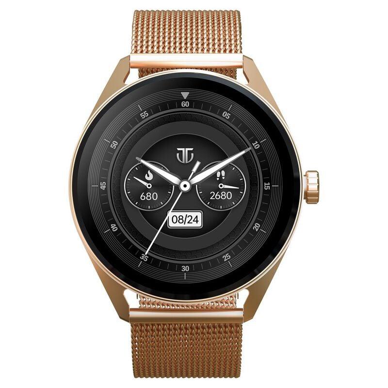 Titan Crest with 3.63 cm AMOLED Display and AOD, Functional Crown, BT Calling Smartwatch with Rose Gold Mesh Strap - image number 0