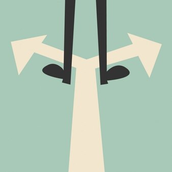 Illustration Demonstrating A Person With Two Ways to Go Ahead