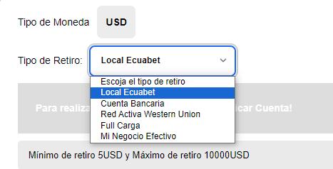 Métodos de retiro en Ecuabet