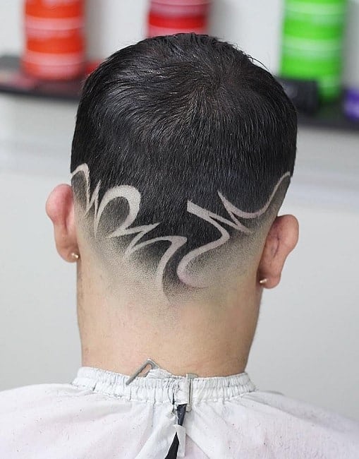 Shaved Head Design on the Back of the Head