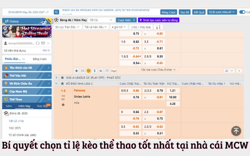 Bí quyết chọn tỉ lệ kèo thể thao tốt nhất tại nhà cái MCW