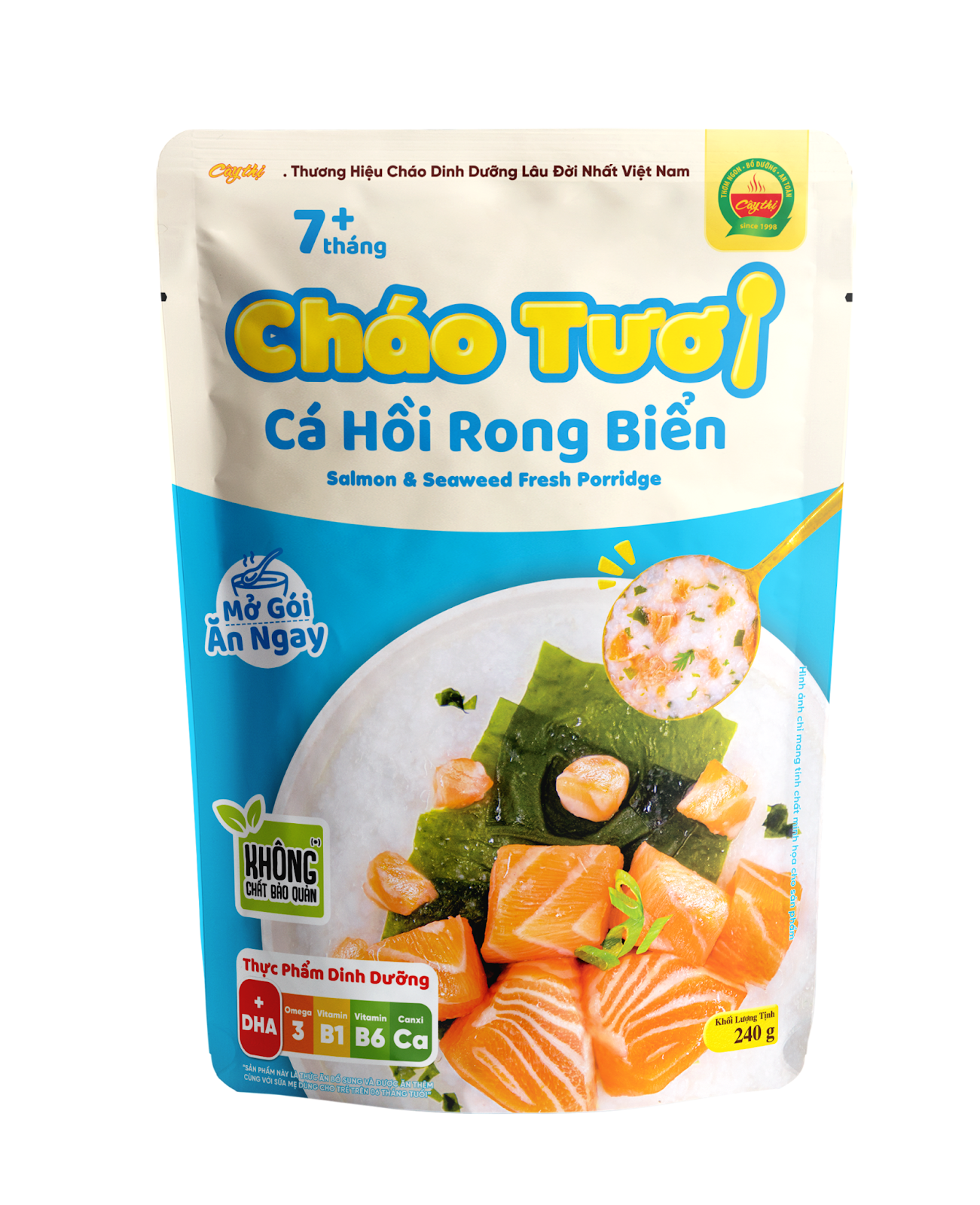 Cháo tươi nhuyễn cá hồi rong biển