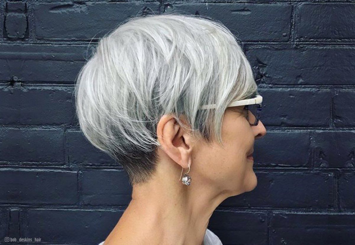 30 Best Short Hair For Older Women Over 60 With Glasses - 5. Chin-Length Bob with Short Bangs