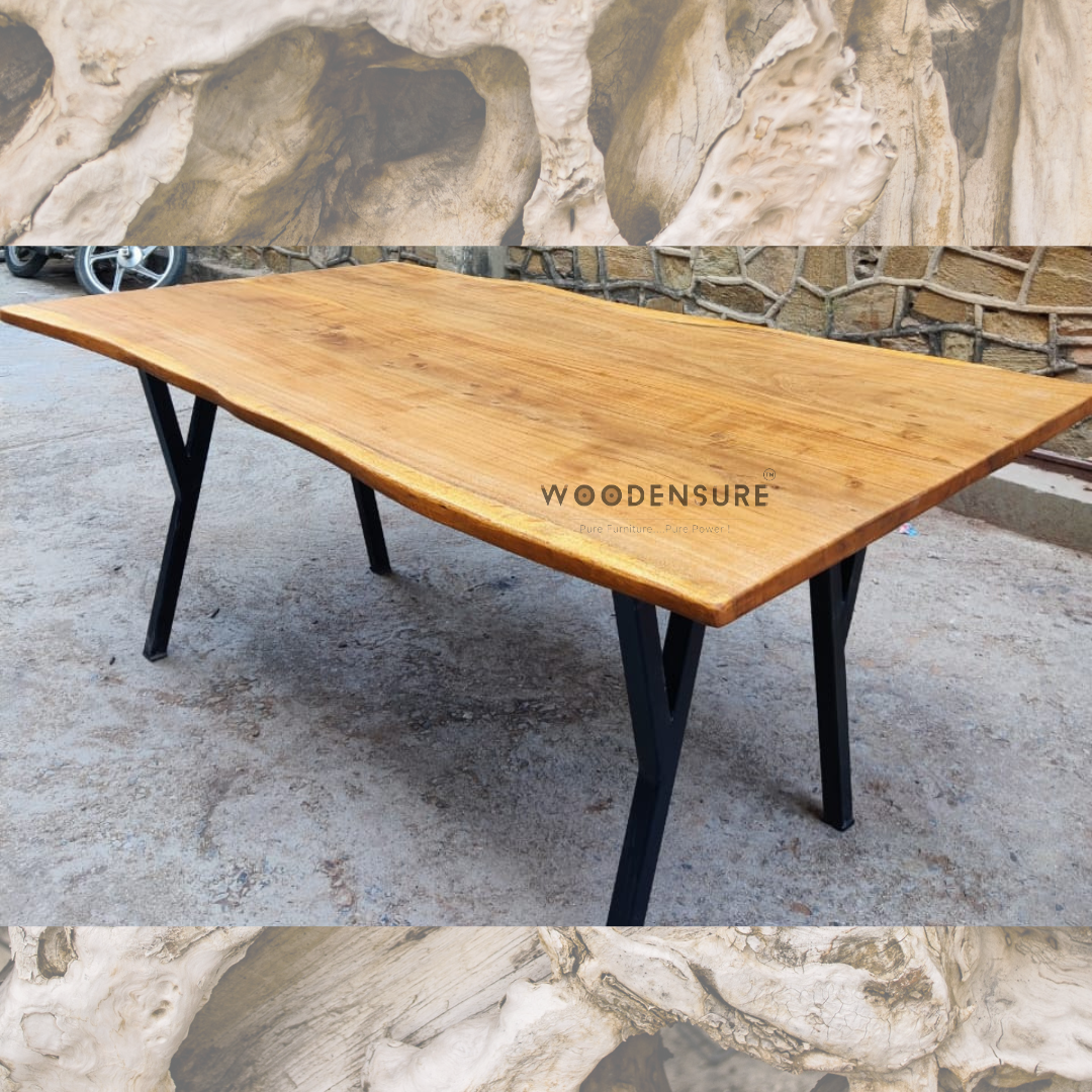 A handcrafted solid wood dining table for 6