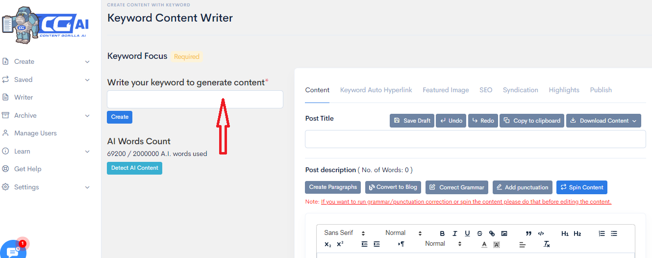 Content Gorilla's Free Blog Post Generator