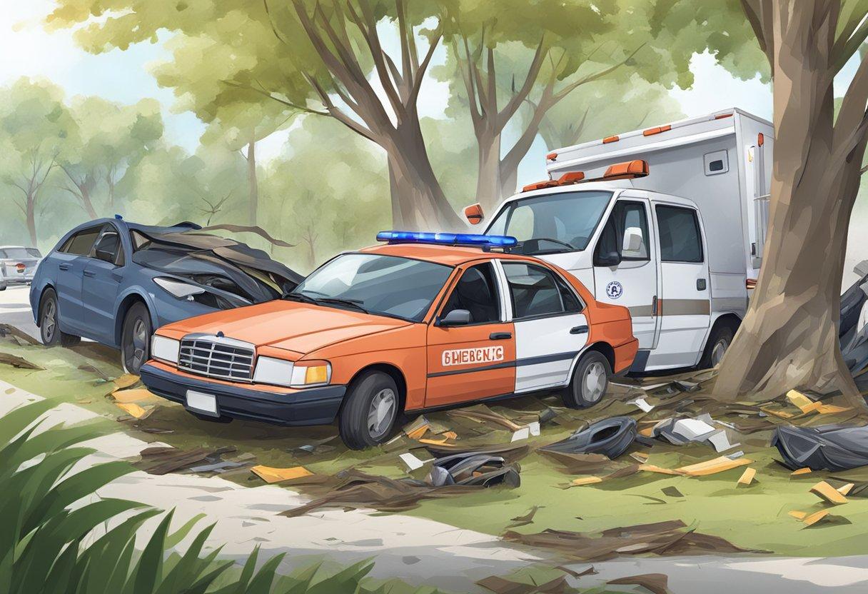 A car accident with a van and a police car

Description automatically generated