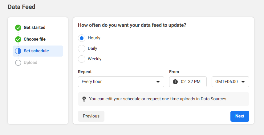 How often do you want your data feed to update
