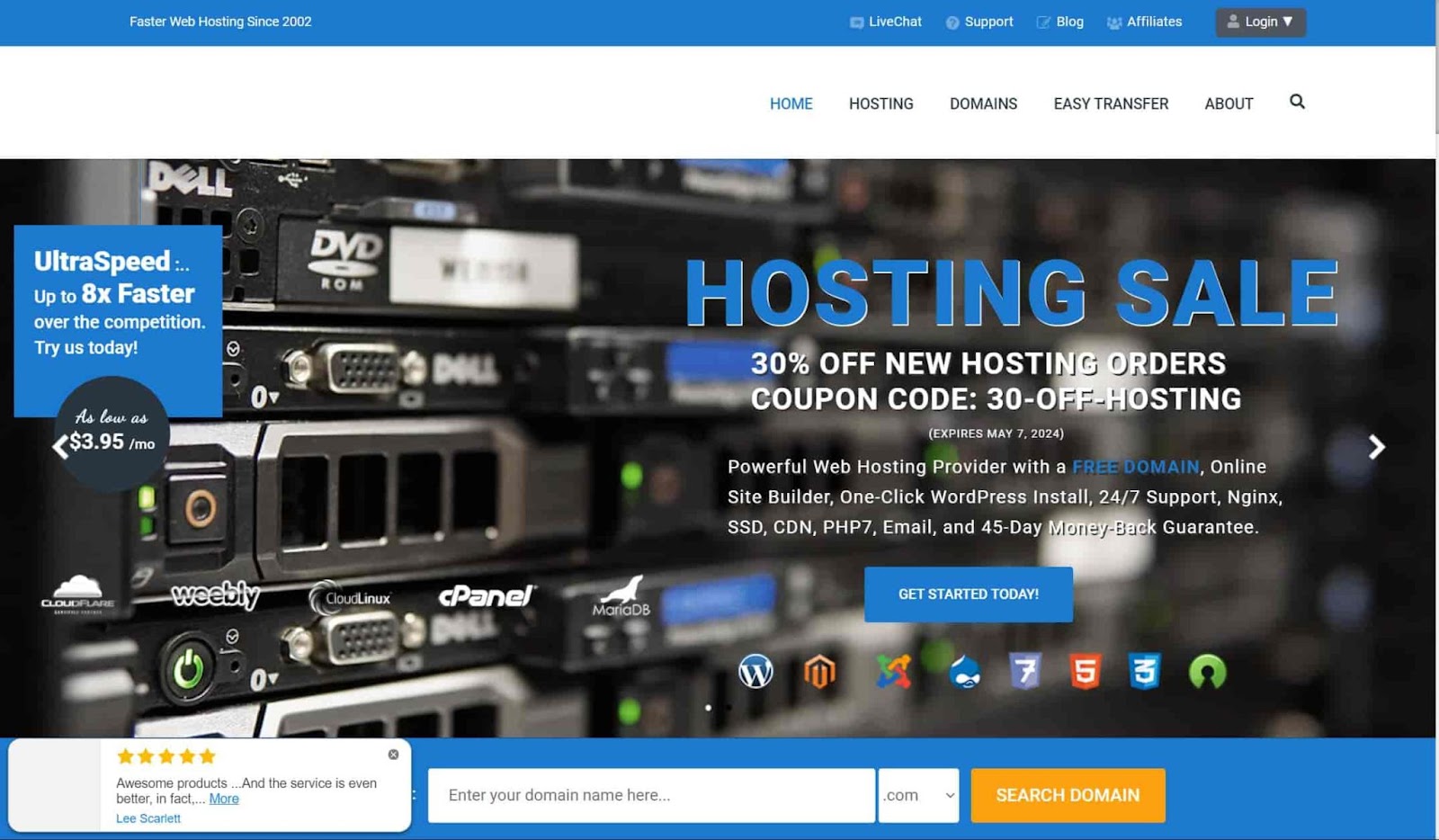 Screenshot of Ultra Web Hosting website