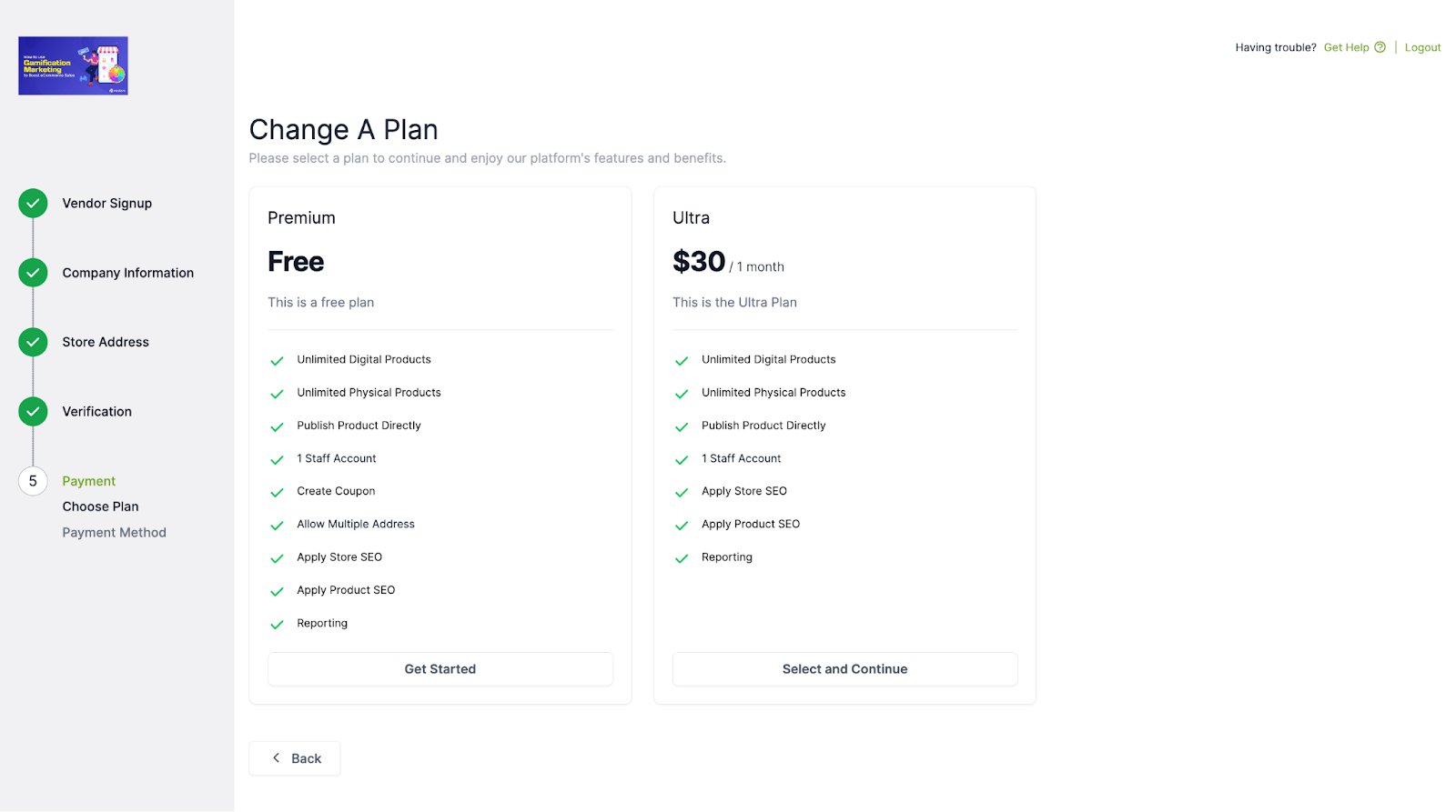 This image shows the Dokan cloud pricing package 