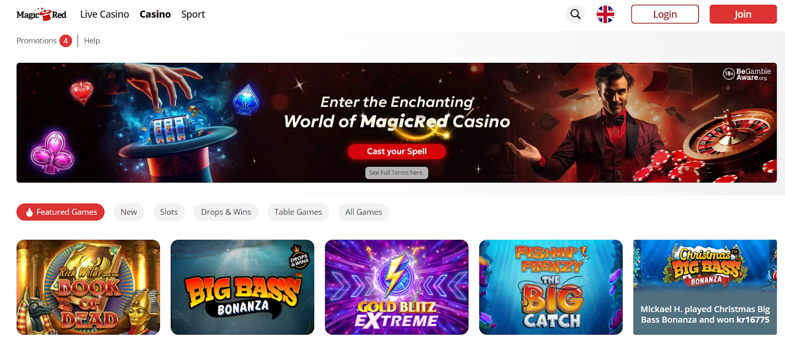 blackjack games at MagicRed Casino