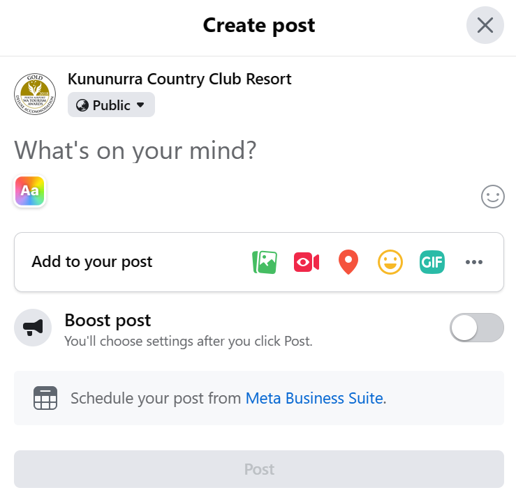 Boost post button on new Facebook post