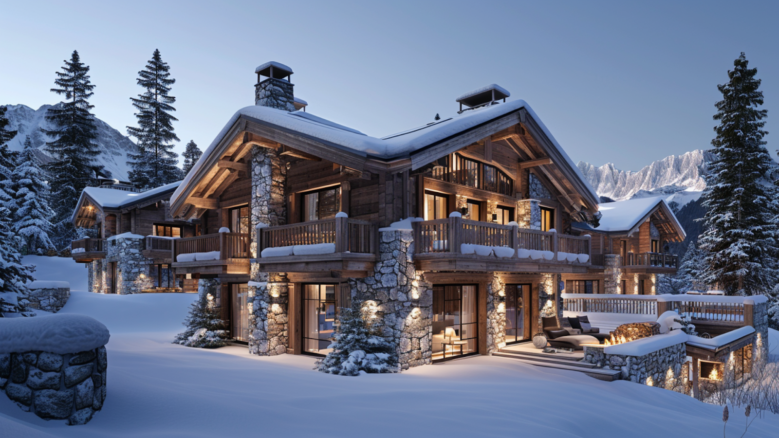 A spacious, luxury vacation rental in Courchevel, France covered with snow
