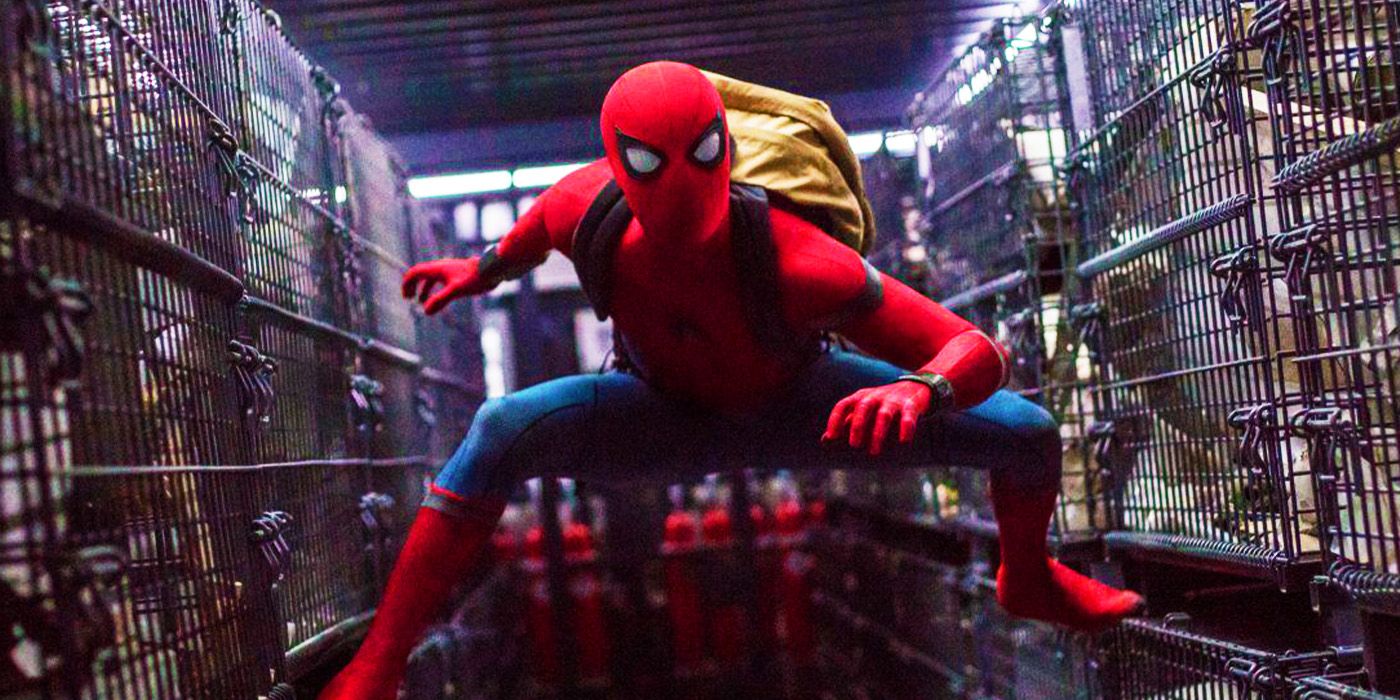 Spider-Man investigating with a backpack in Spider-Man Homecoming