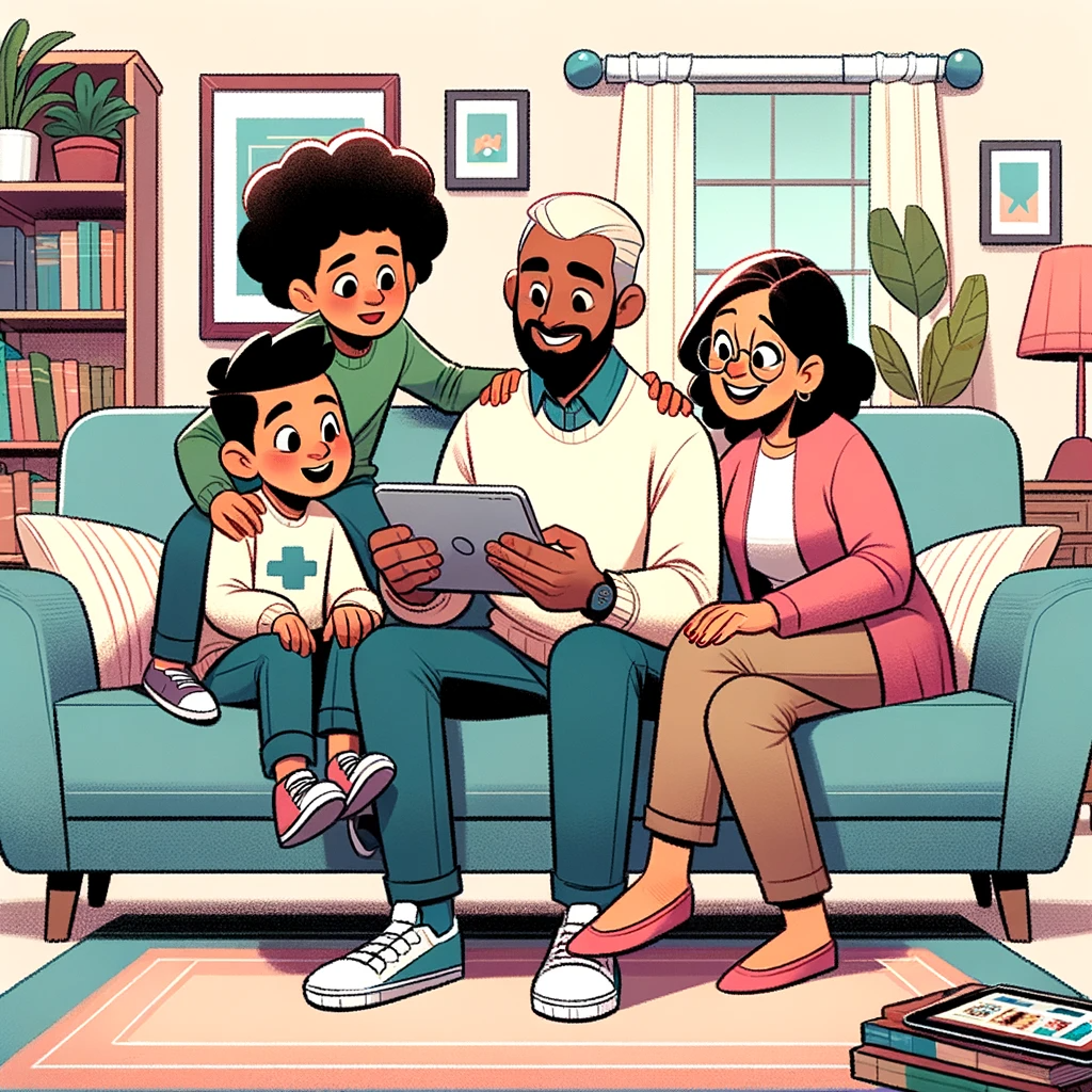 ai generated image on family using table