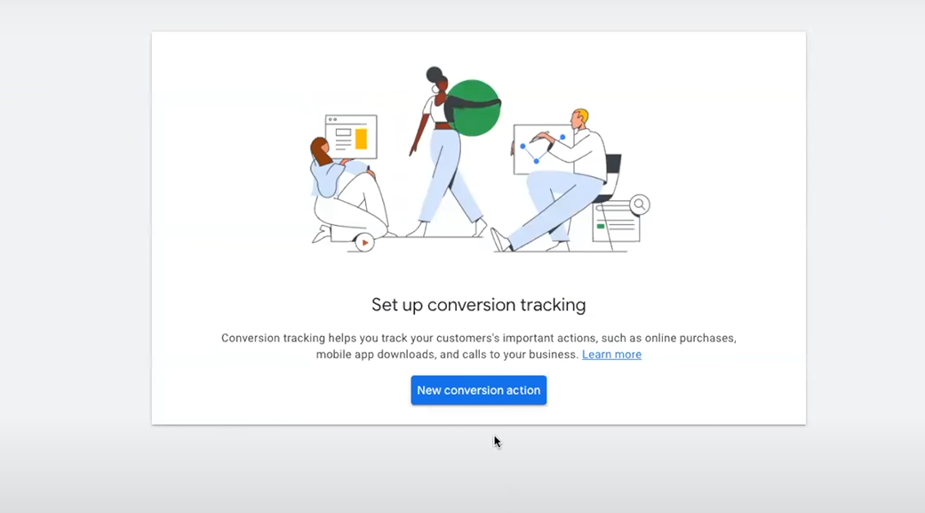 Google Analytics showing how to set up conversion tracking