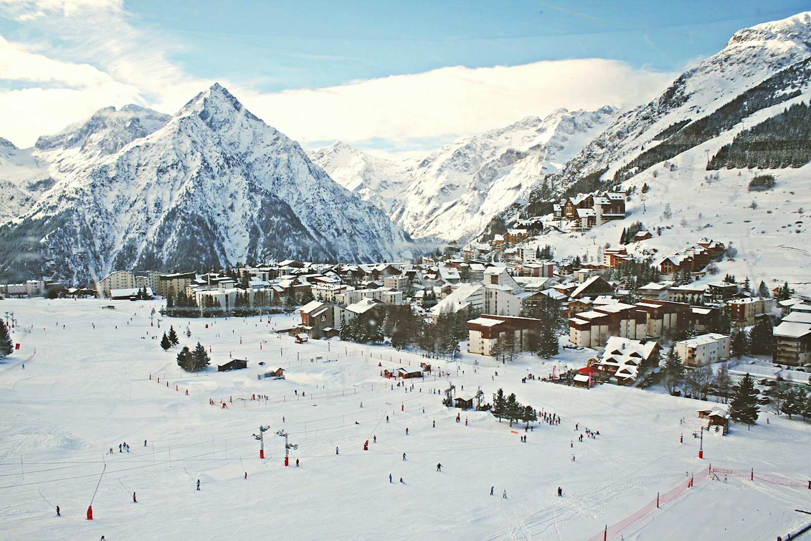 a ski resort in the snowy mountain