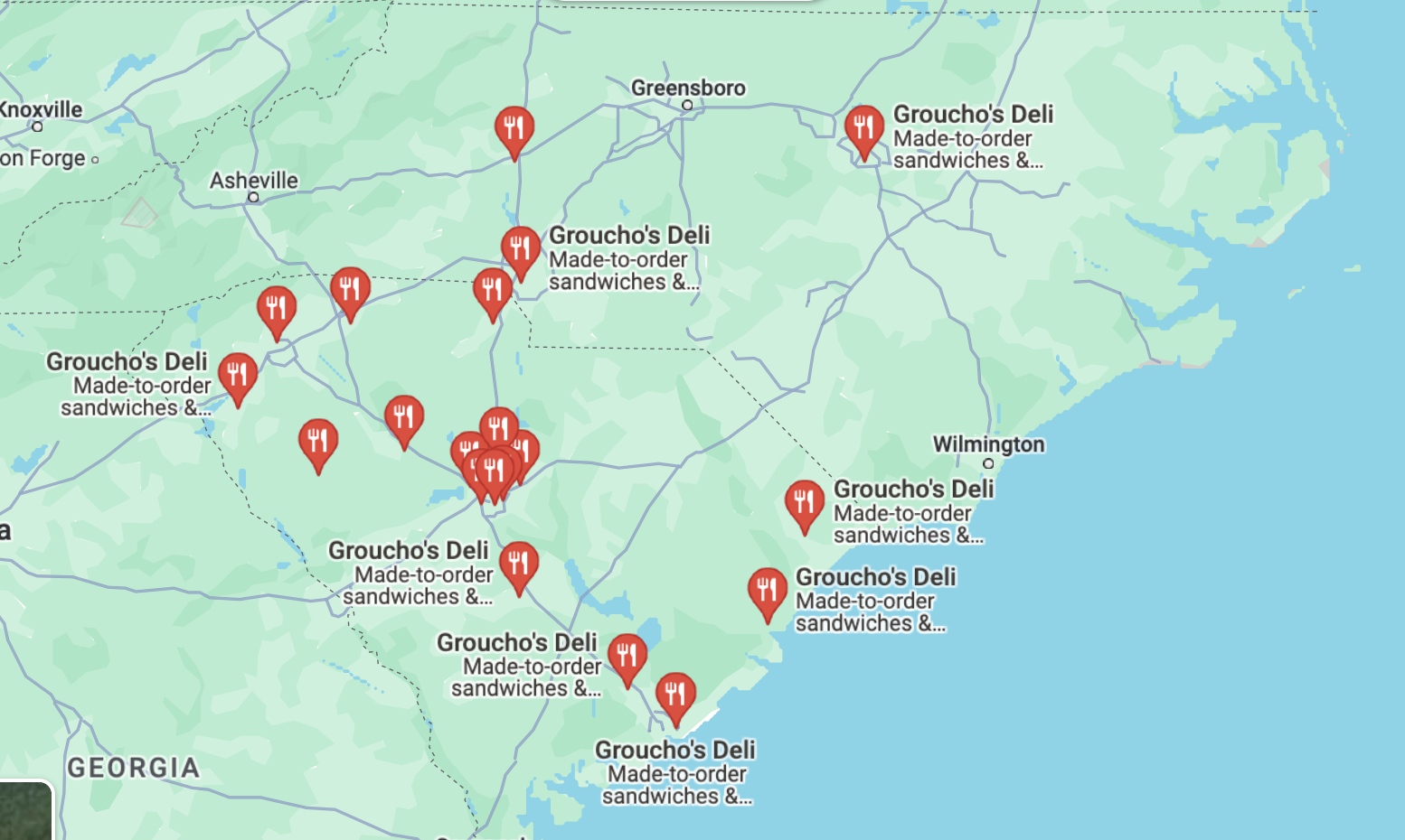 Groucho's Deli Locations on Maps