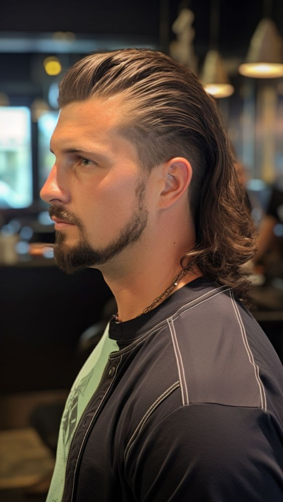 Picture of a guy wearing the Slicked Modern Mullet 