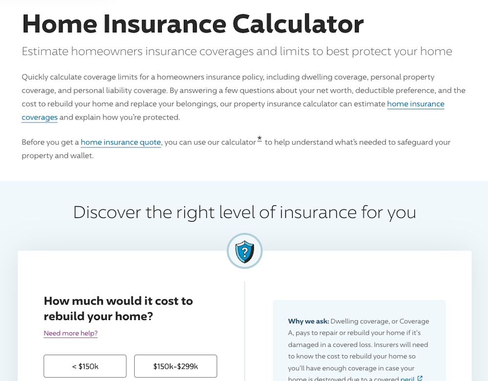 Progressive home insurance calculator example