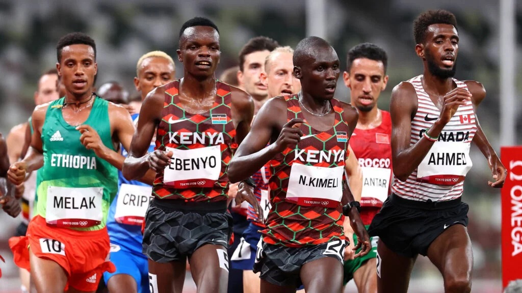 Daniel on the track during a race with other athletes