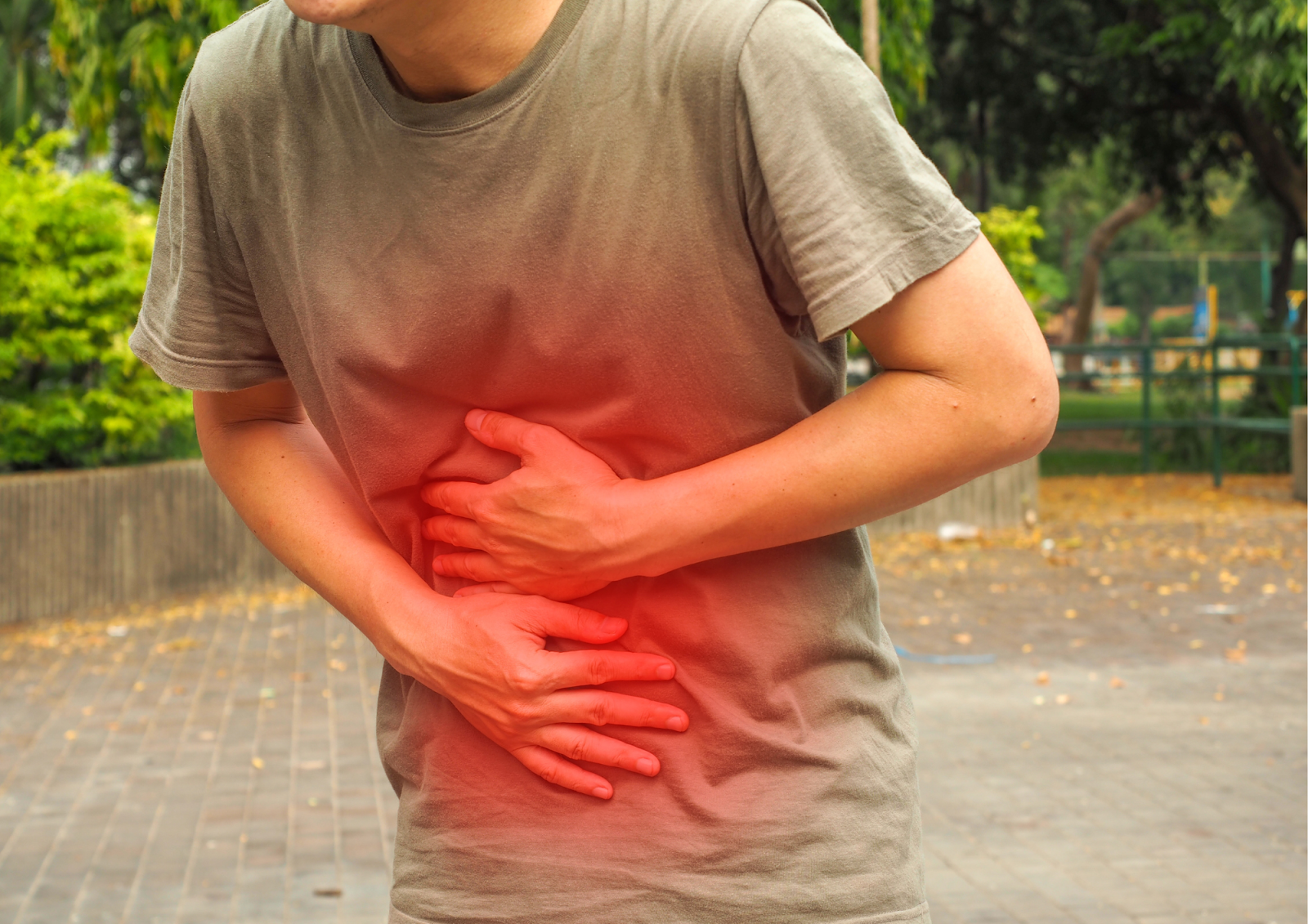 Man experiencing symptoms of autoimmune gastritis