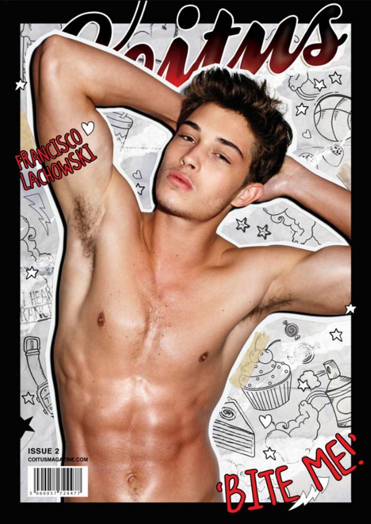 francisco lachowski shirtless and oiled up on the cover of coitus magazine