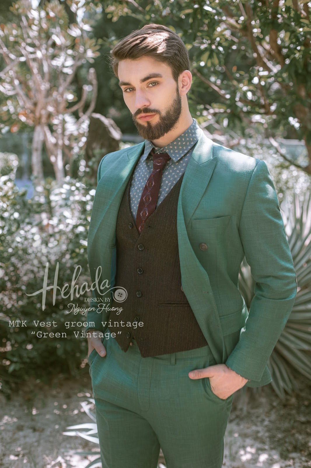 Cận chất liệu vest Green Vintage