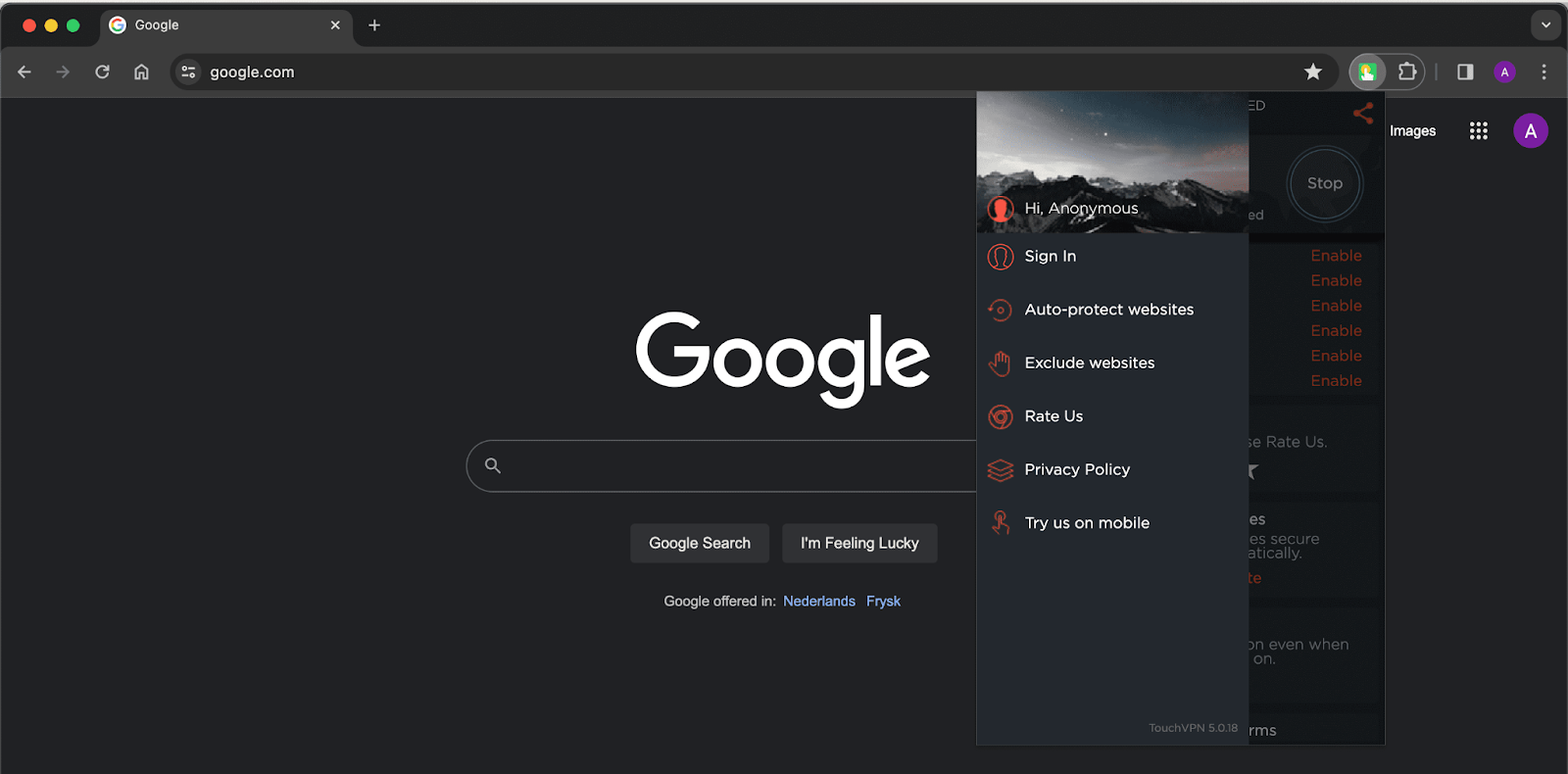 Browser’s extension security options.