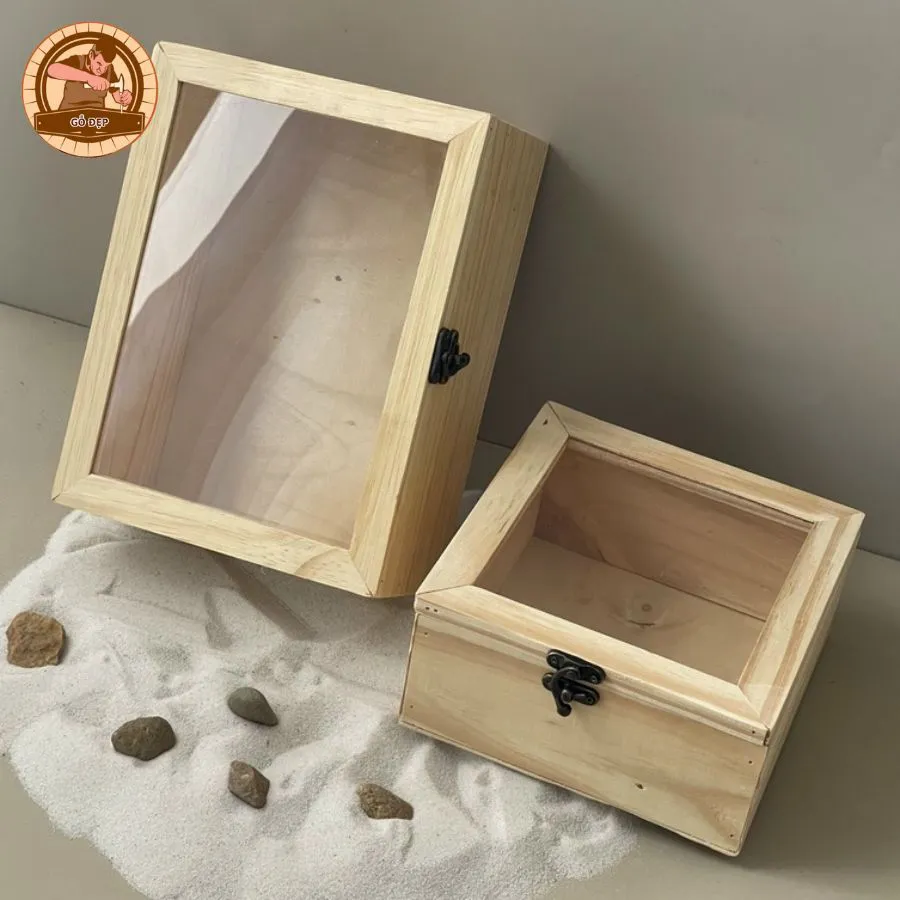 Hộp gỗ đựng quà tặng người yêu thiết kế đơn giản có khóa