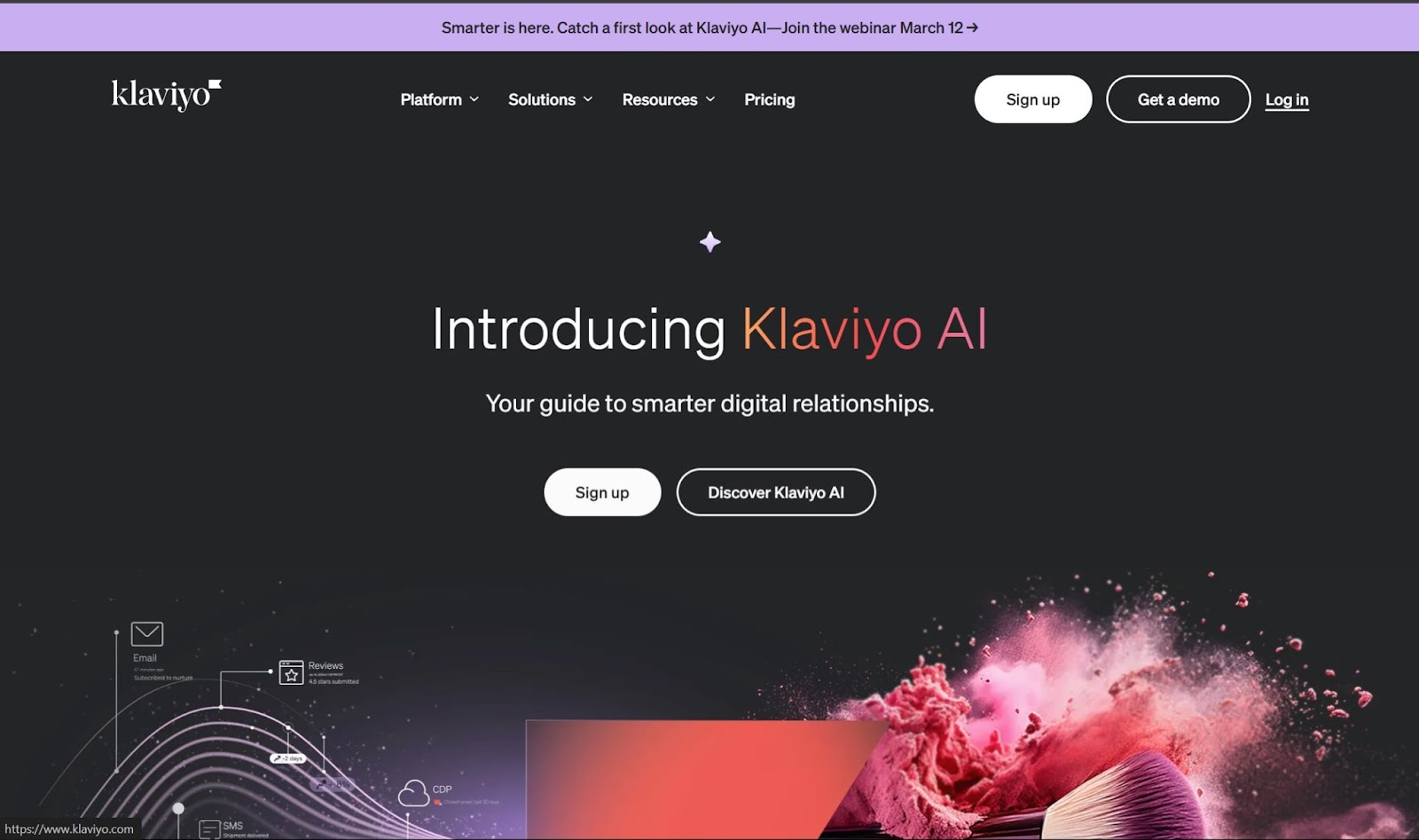 a screenshot of Klaviyo  website