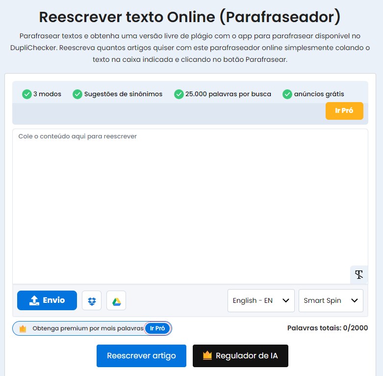 Qual a melhor ferramenta de Paráfrase DupliChecker.Com - opção de ferramentas de Parafraseamento 