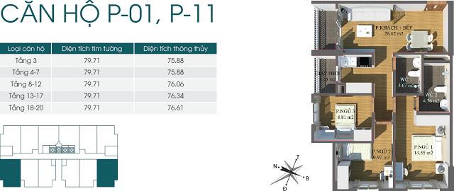 Căn hộ 3 phòng ngủ Packexim 2