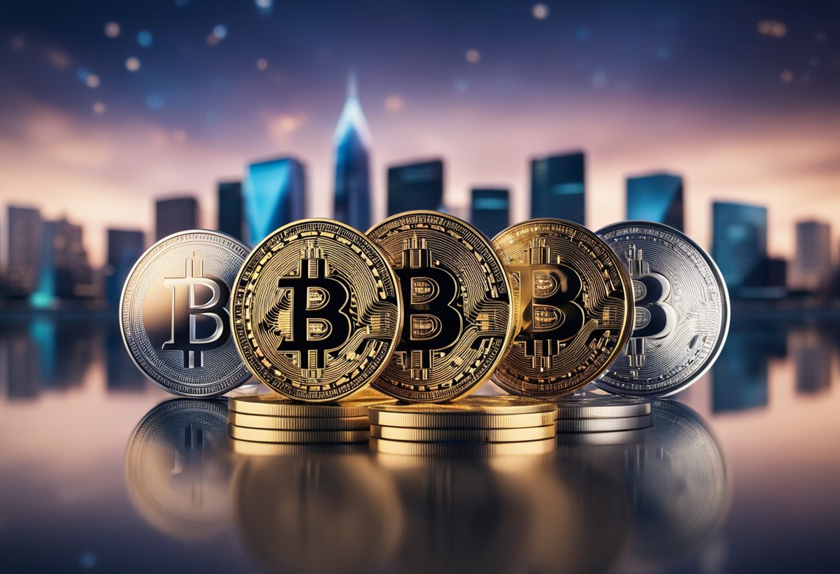 A diverse group of 12 modern, sleek crypto banks from around the world, with their logos prominently displayed. The banks are set against a futuristic backdrop, symbolizing the global reach of crypto investment