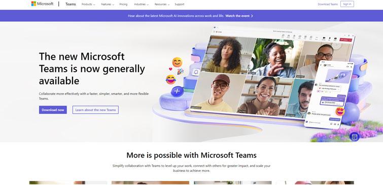 Screenshot of microsoft teams home page.