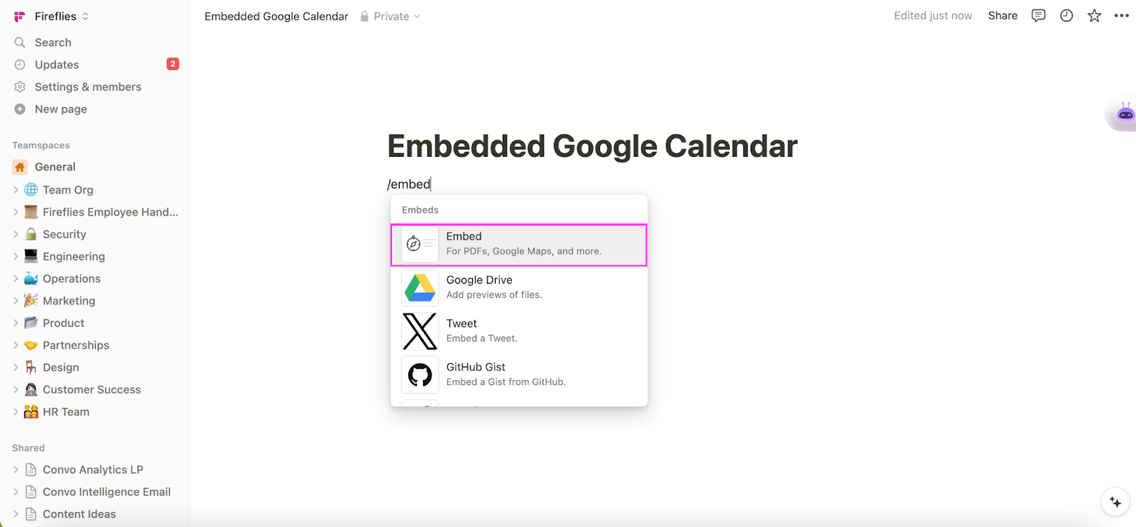 How to Embed Google Calendar in Notion with a public embed code