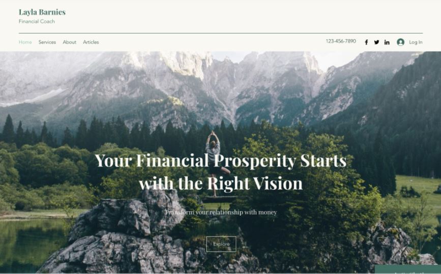 Finance website screenshot