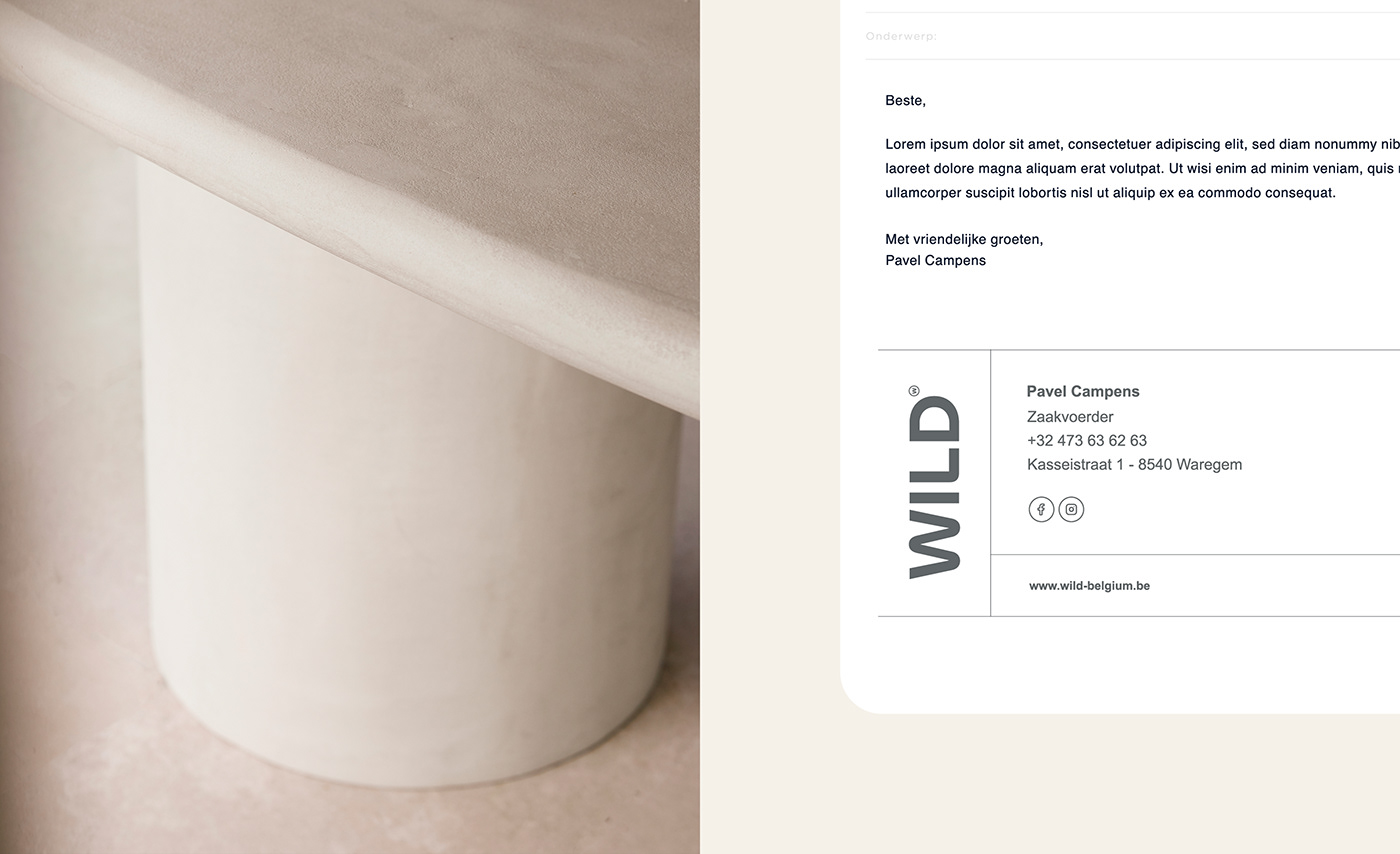 Branding artifact E-mail signature design for WILD with product photo