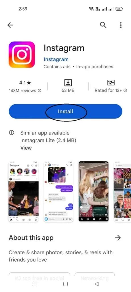 Your Post could not be shared on Instagram - Install