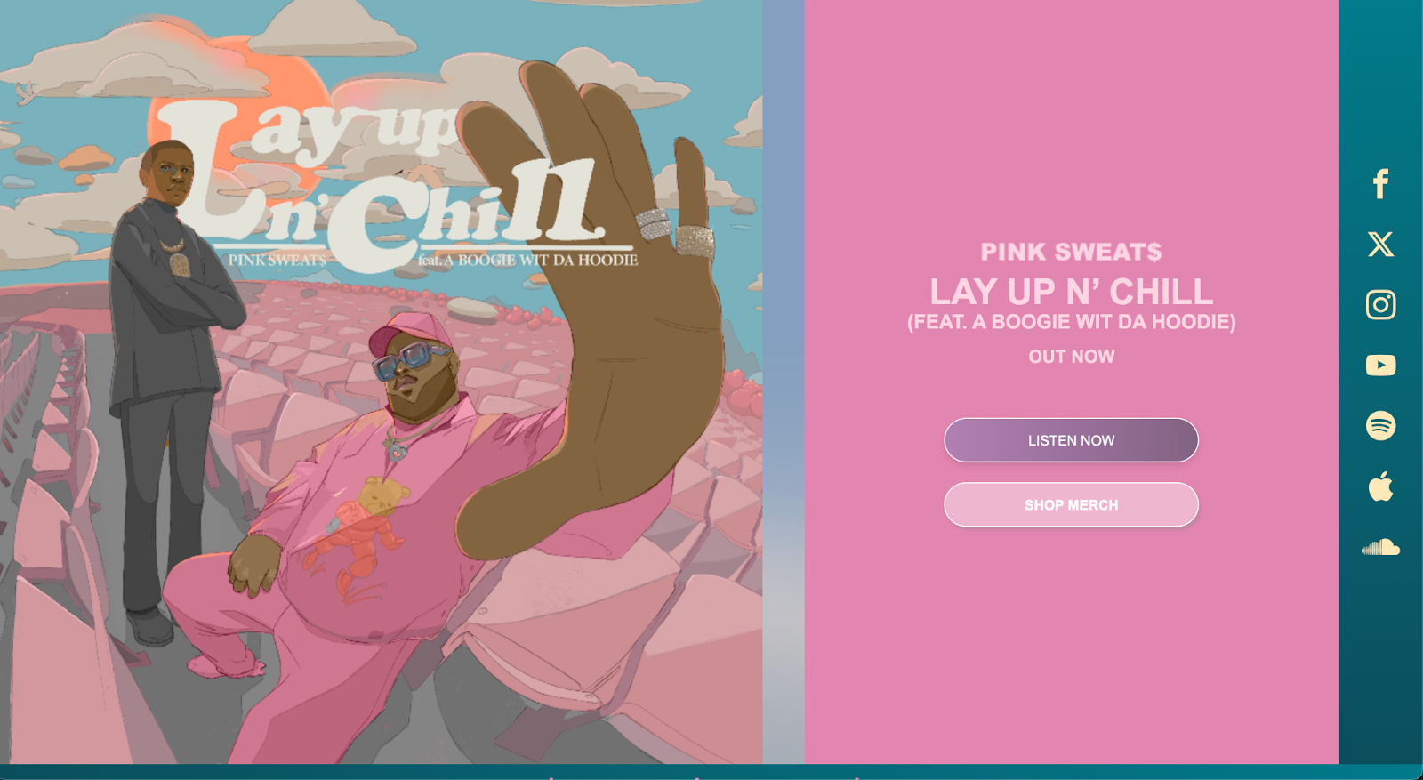 musician website example, pink sweats