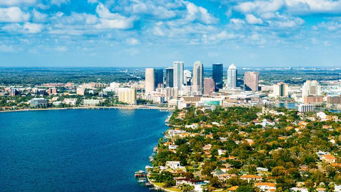 Aerial View of Tampa Skyline, Florida.