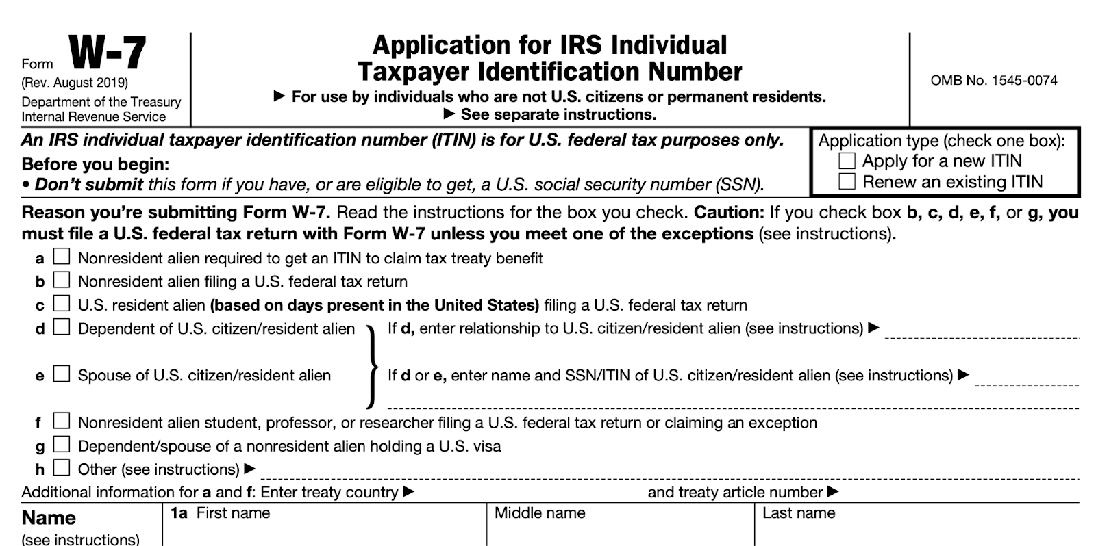 IRS FORM W-7