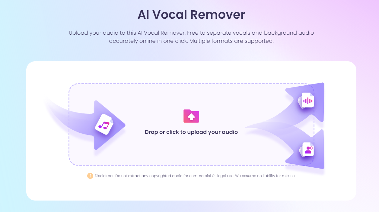 Vidnoz AI Vocal Remover - High-Quality Free Clean Voice AI, Fast Speed