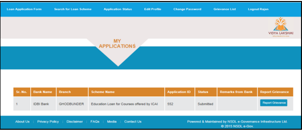 Application Portal Vidya Lakshmi