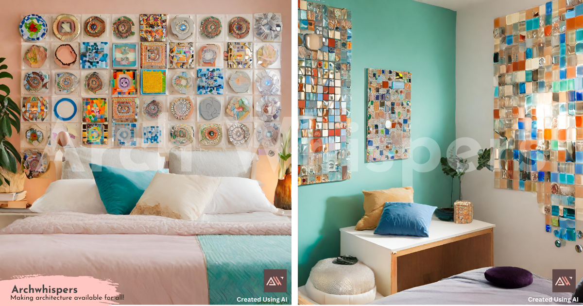 Decoration Ideas for Bedrooms With Colourful Mosaic Tiles & Wallplates