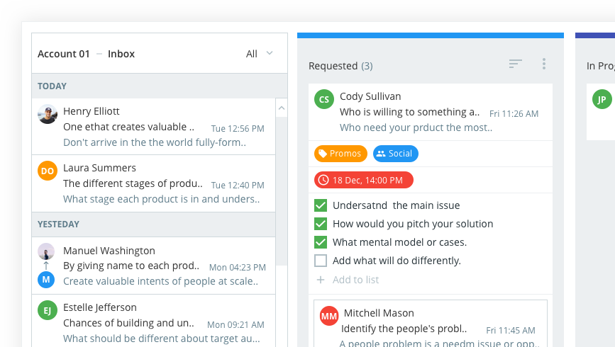A visual representation of Flow-e's Outlook mailbox interface transformed into a visual taskboard.