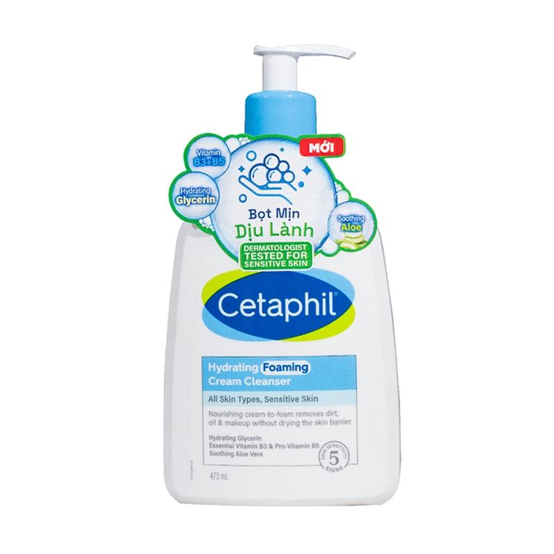 Cetaphil Hydrating Foaming Cream Cleanser là một loại sữa rửa mặt không chứa xà phòng phổ biến