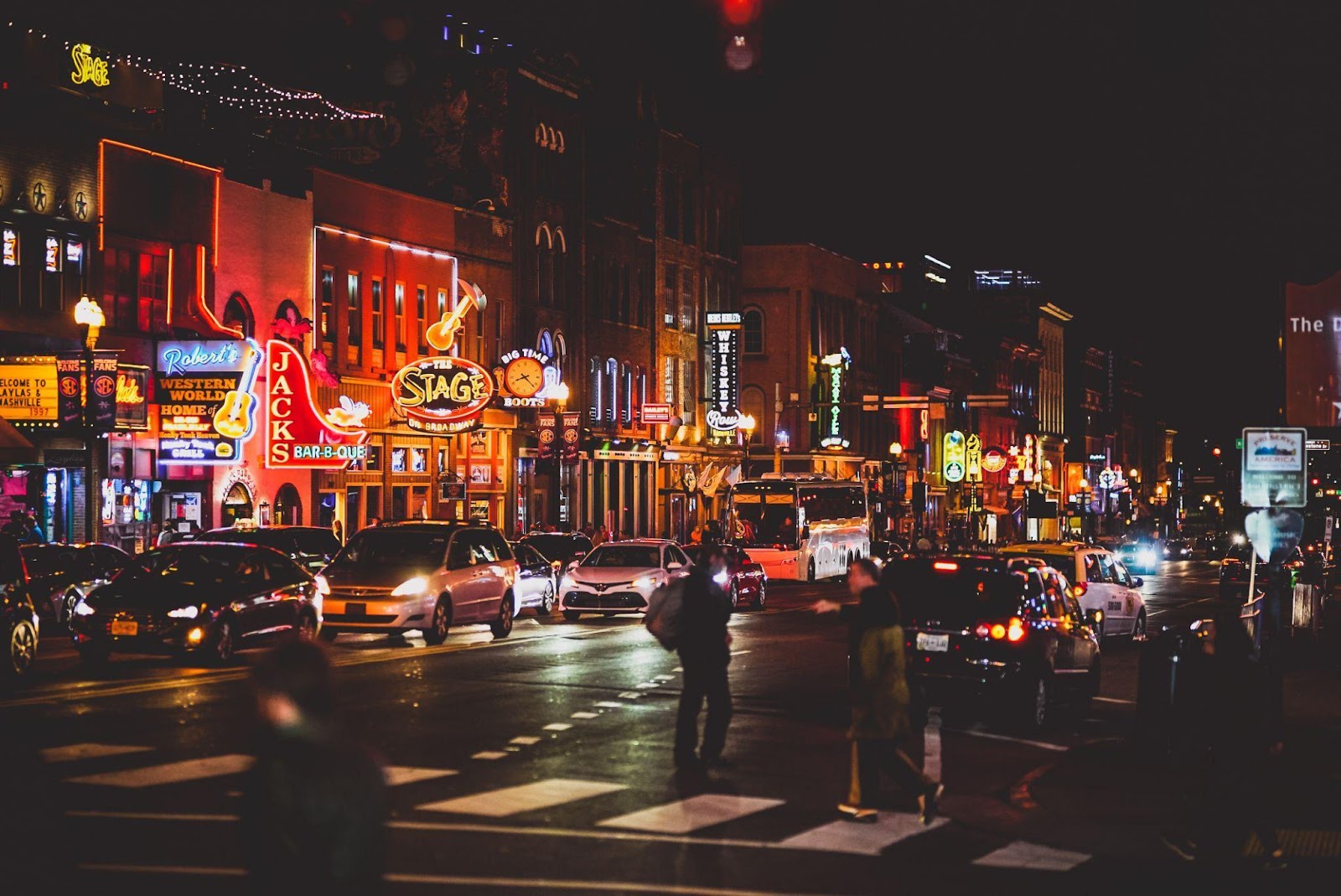 Nightlife in downtown Nashville.