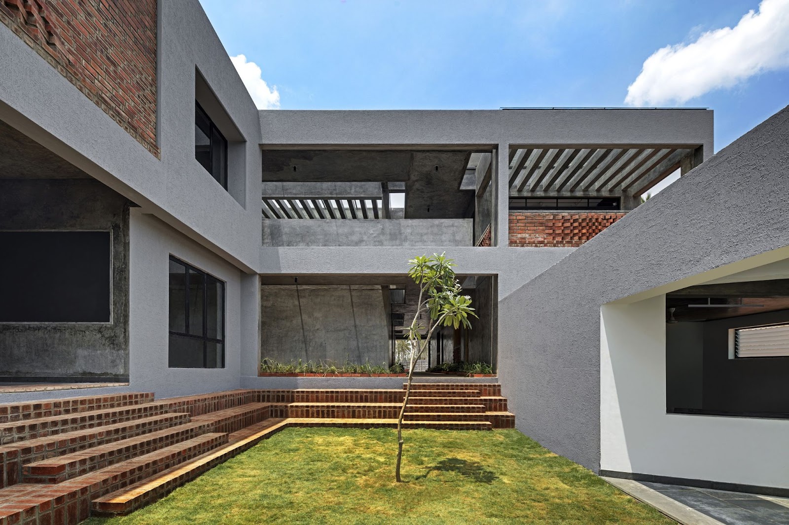  View of the courtyard and the built-space of Axis Pramiti